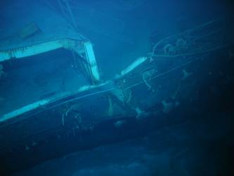 Buckle in ship's side immediately before forecastle port side